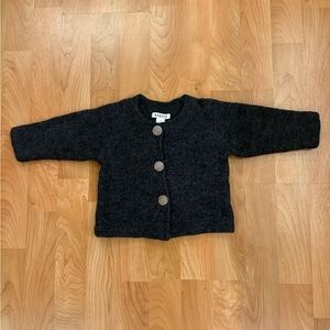 Manoko Marino Wool Gray Baby Button Up Sweater Cardigan 12M